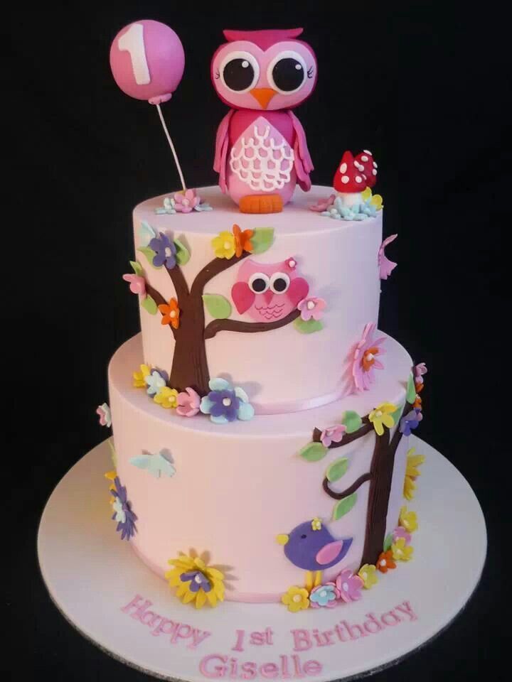 Owl First Birthday Cake