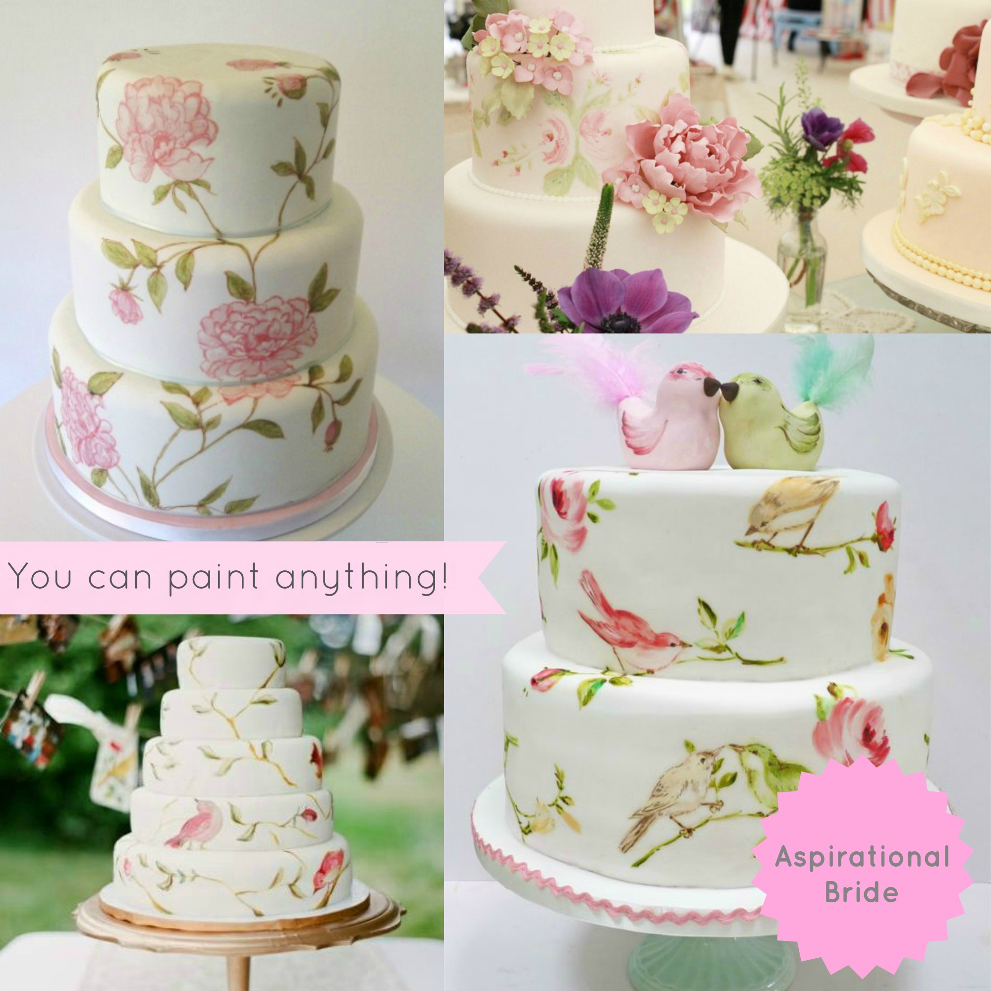 Painted Flowers On Wedding Cake
