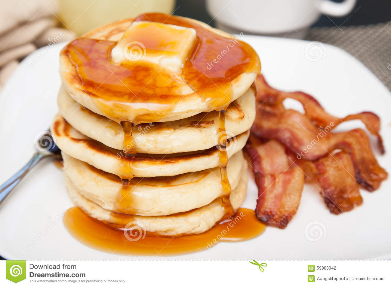 Pancake Stack with Bacon Pancake Stack with Bacon