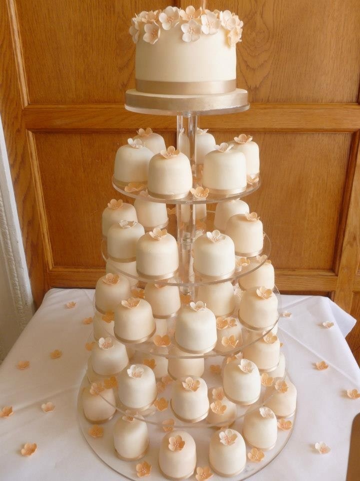 Peach and Teal Wedding Cake
