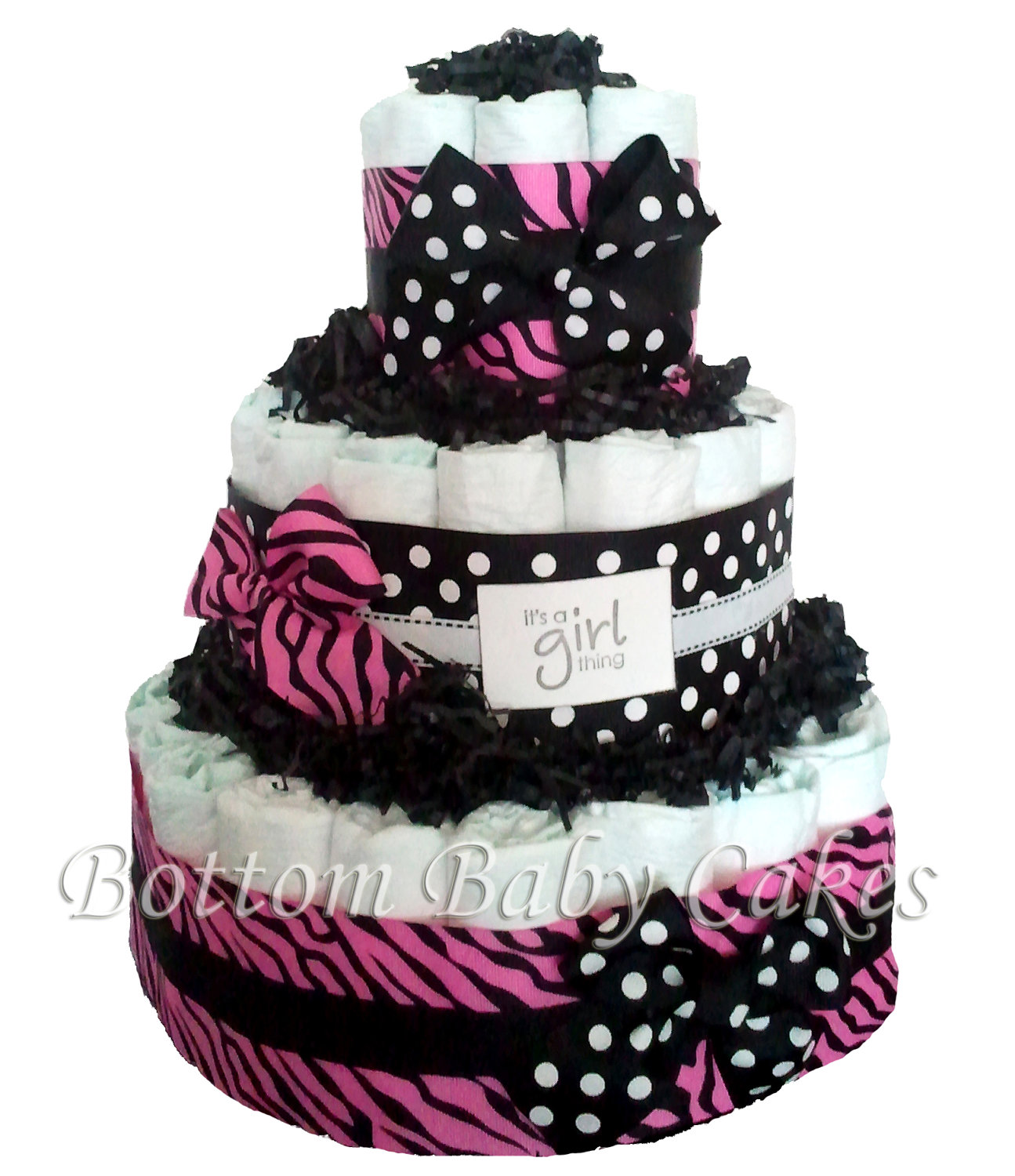 Pink and Black Zebra Baby Shower Cake