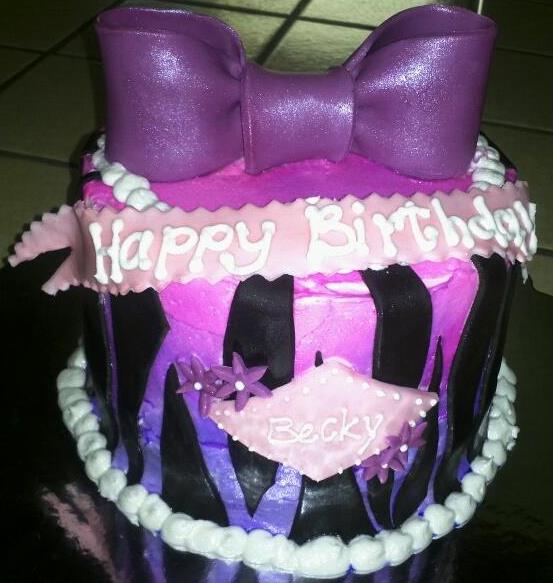 Pink and Purple Birthday Cake