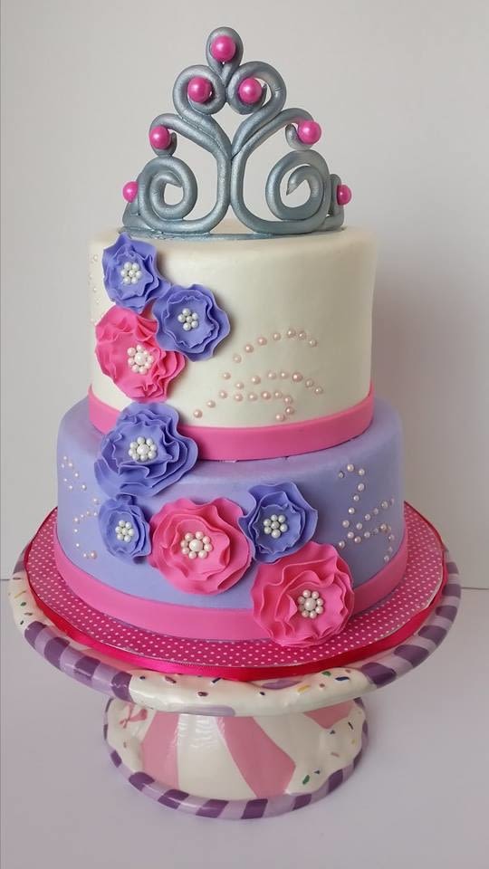 Pink and Purple Princess Birthday Cake