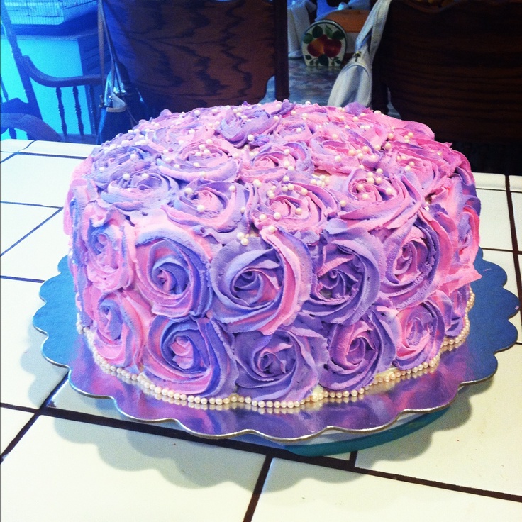 Pink and Purple Rosette Cake