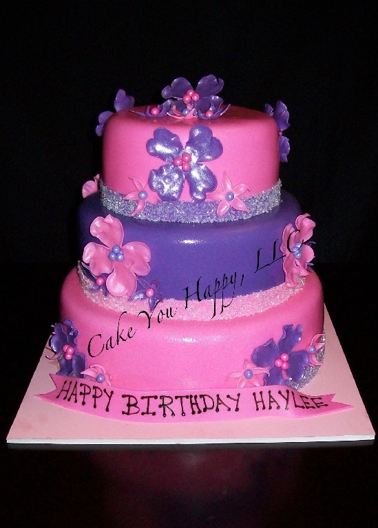 Pink Purple Birthday Cake