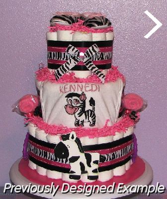 Pink Zebra Diaper Cake