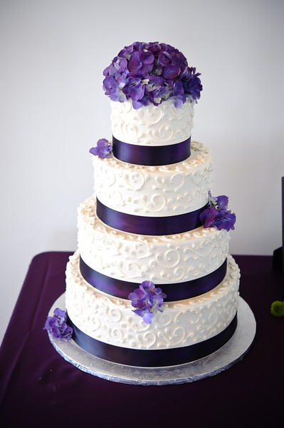 Purple and White Wedding Cake