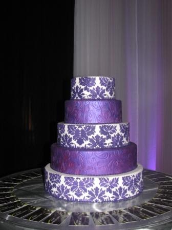 Purple and White Wedding Cake