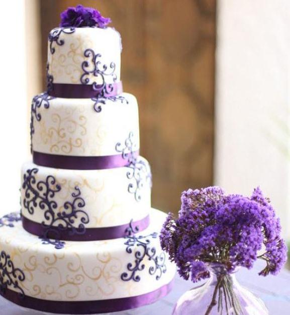 Purple Theme Wedding Cake