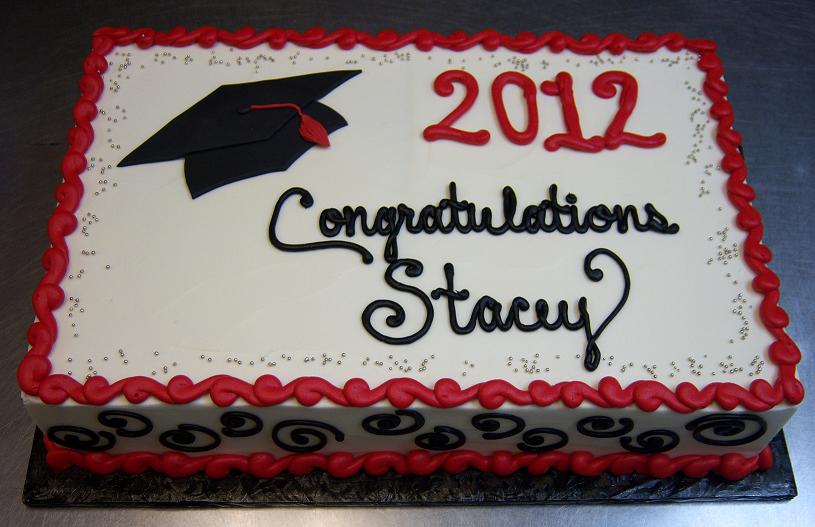 Red and Black Graduation Sheet Cakes