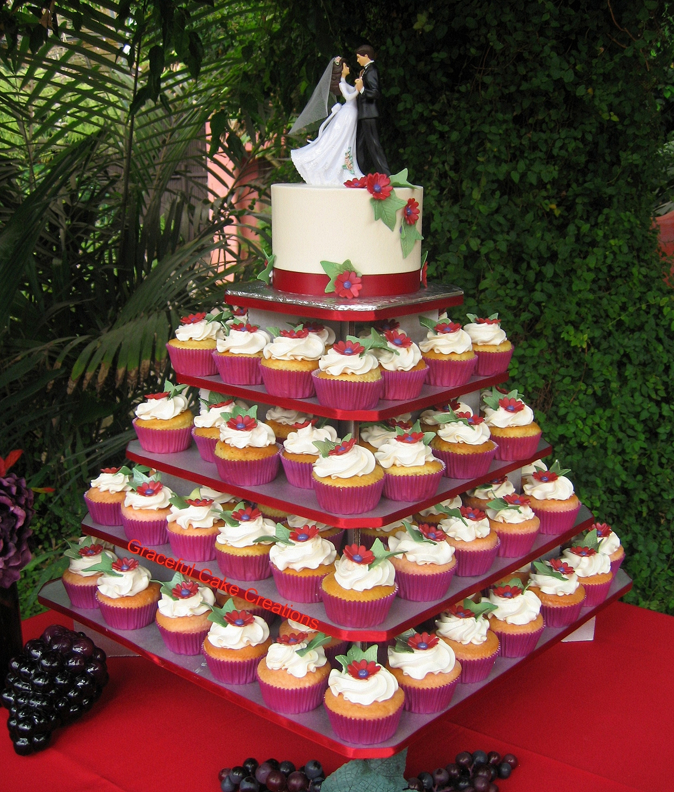 Red Elegant Cupcake Wedding Cakes Red Elegant Cupcake Wedding Cakes
