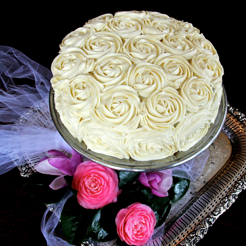 Red Velvet Cream Cheese Cake with Roses