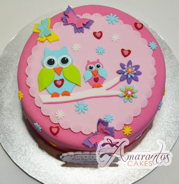 Round Owl Birthday Cake