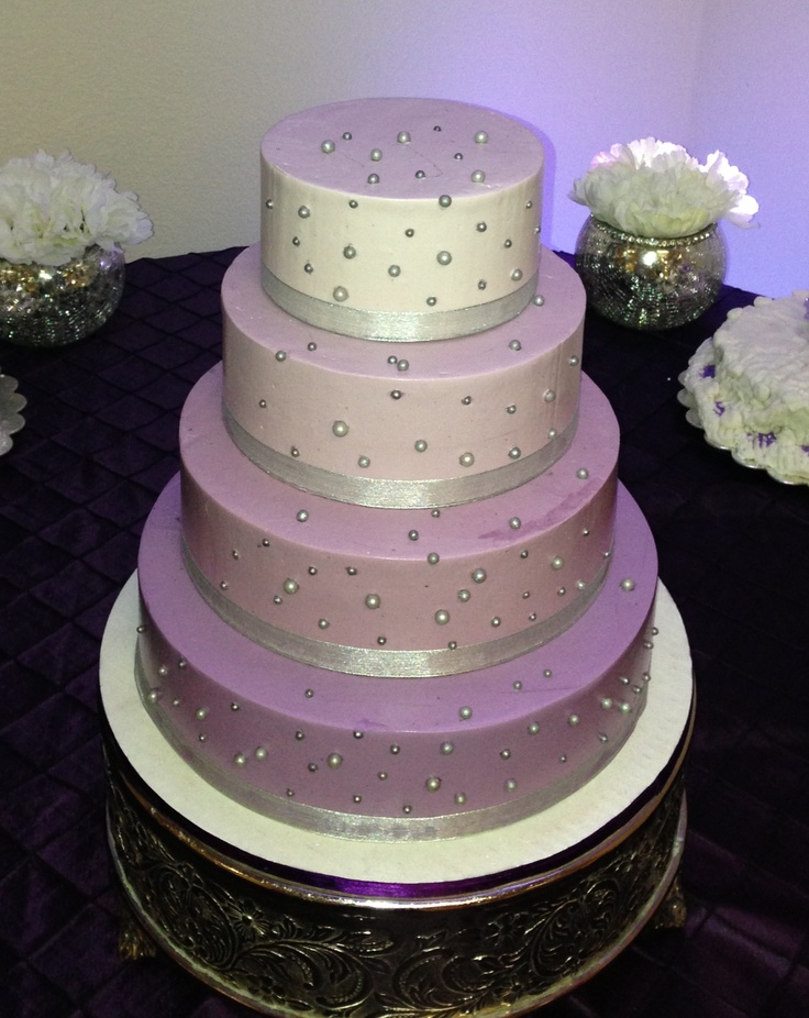 Silver and Purple Ombre Wedding Cake