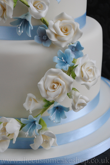 Sky Blue and Silver Wedding Cake