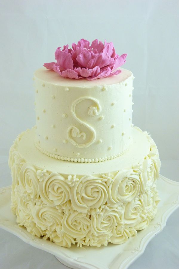 Small Wedding Cake with Buttercream Roses