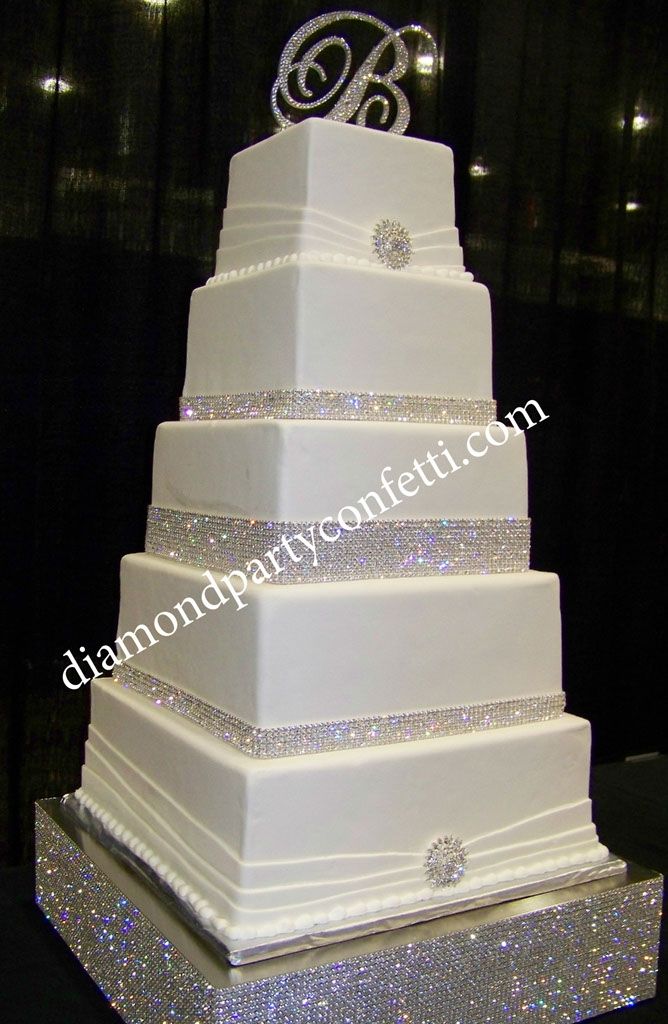 Square Wedding Cakes with Bling