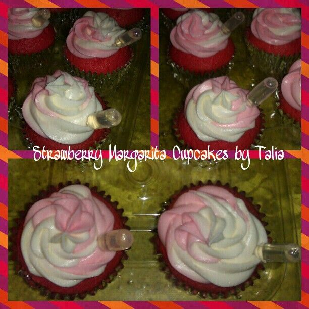 Strawberry Margarita Cupcakes with Tequila