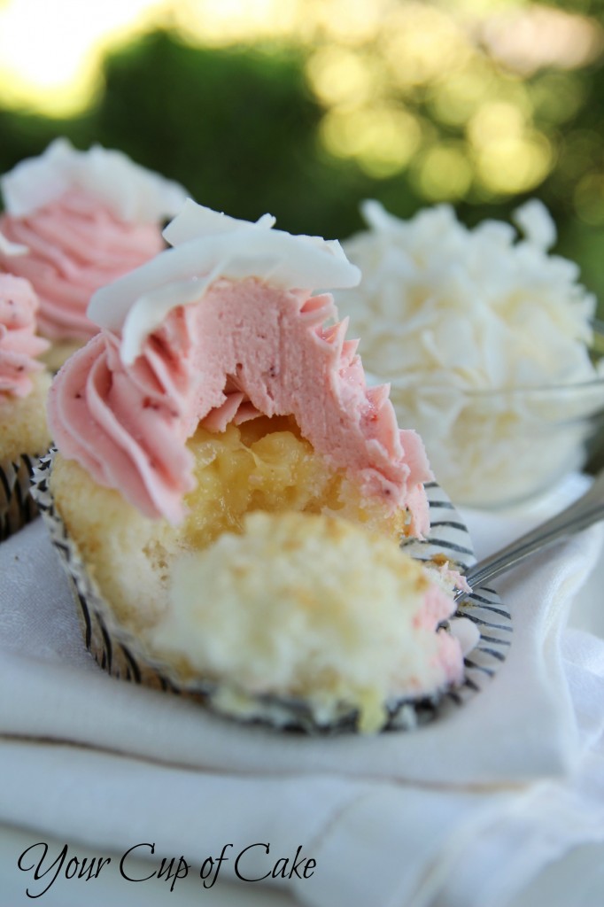 Strawberry Pina Colada Cupcakes