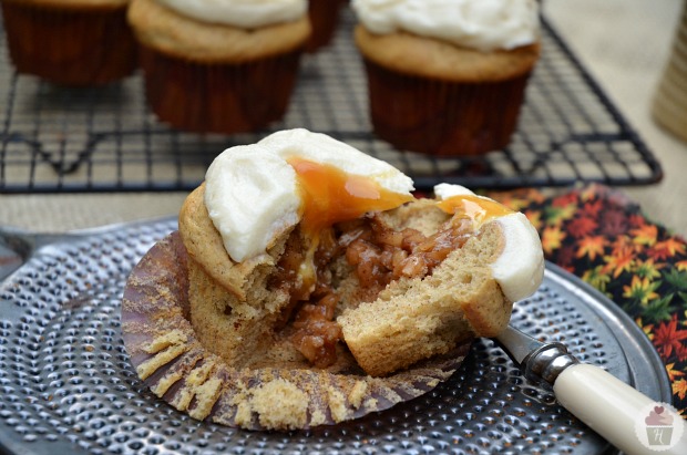 Stuffed Caramel Apple Cupcakes