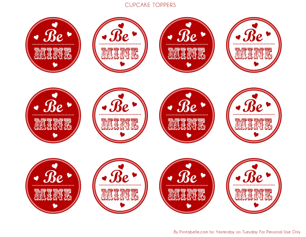 Valentine's Day Cupcake Toppers Printables