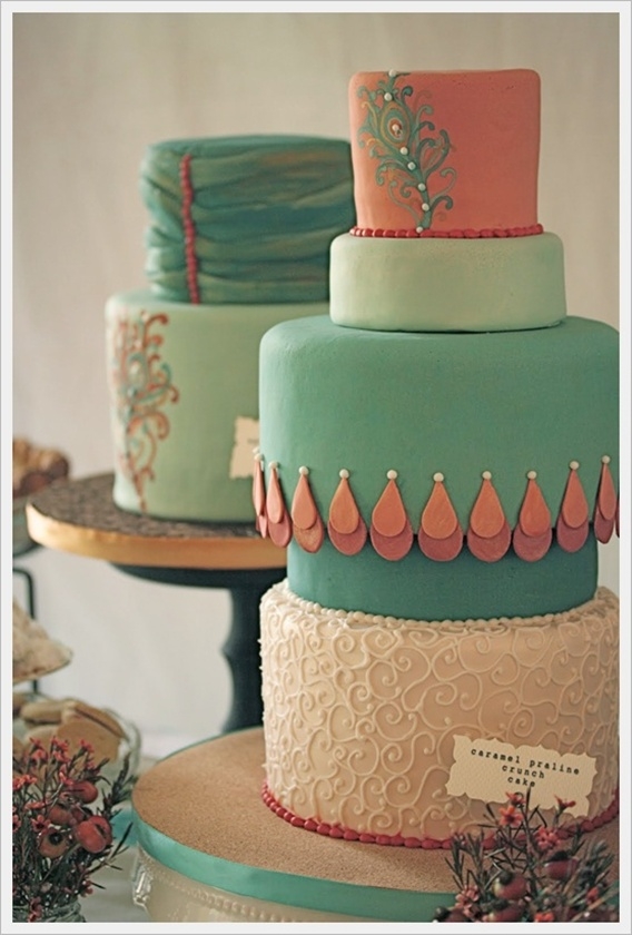 Vintage Teal Wedding Cake Vintage Teal Wedding Cake