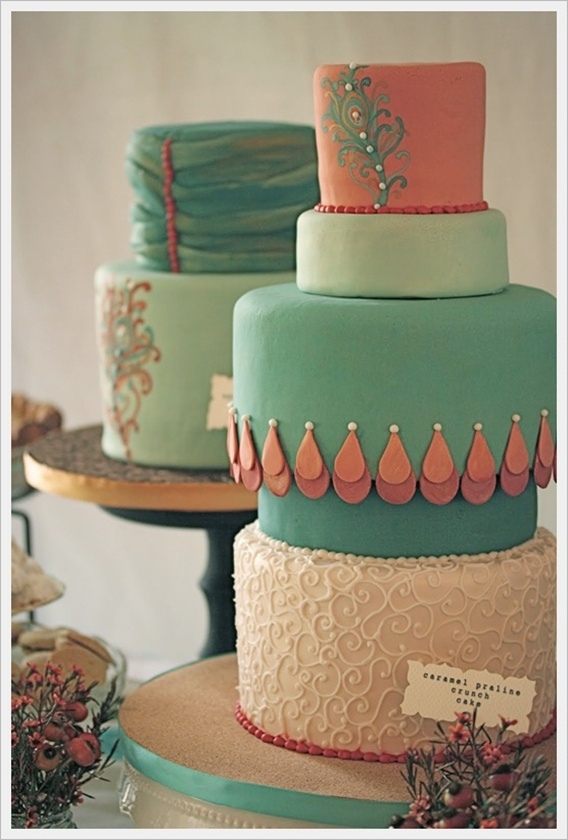 Vintage Teal Wedding Cake