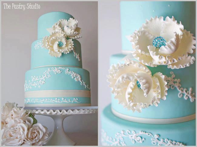 Vintage Tiffany Blue and Cream Wedding Cake