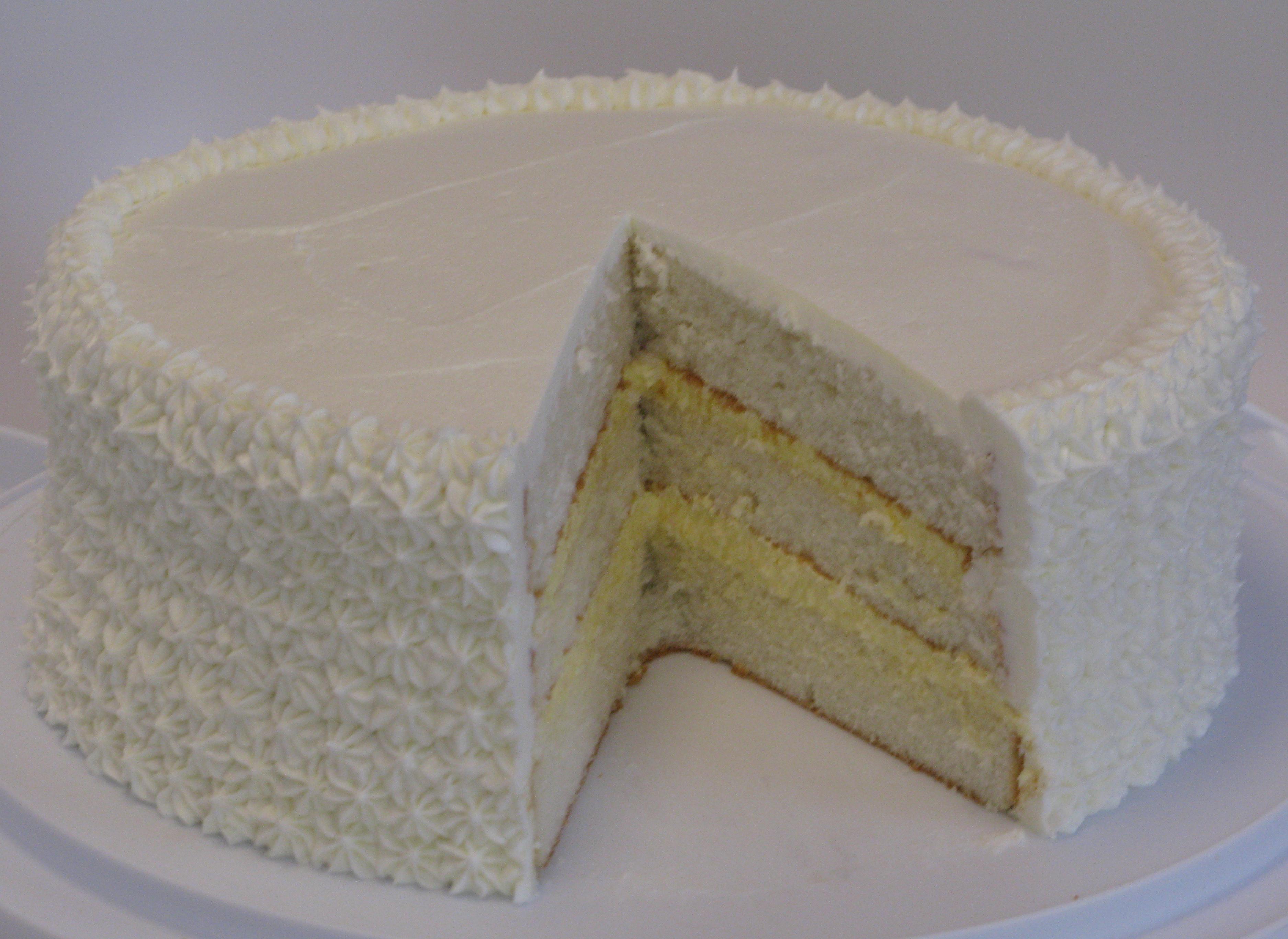 White Almond Cake with Bavarian Cream Filling White Almond Cake with Bavarian Cream Filling