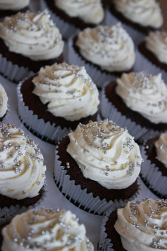 White and Silver Wedding Cupcakes