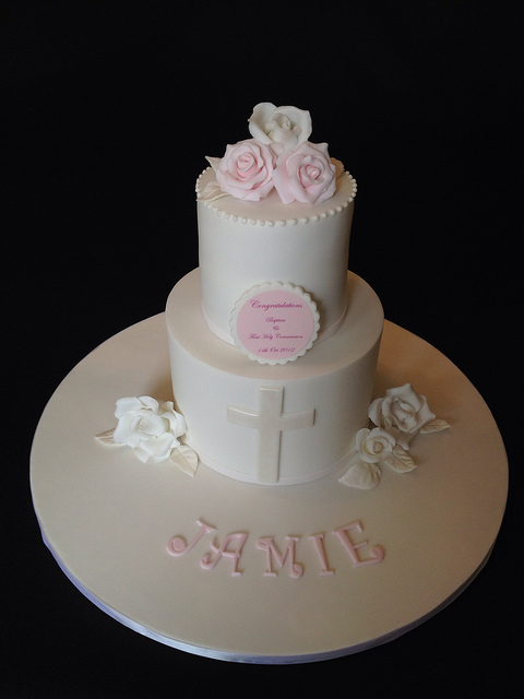 2 Tier White Baptism Cake 2 Tier White Baptism Cake