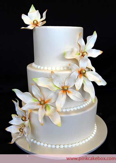 3 Tier Wedding Cake with Flowers