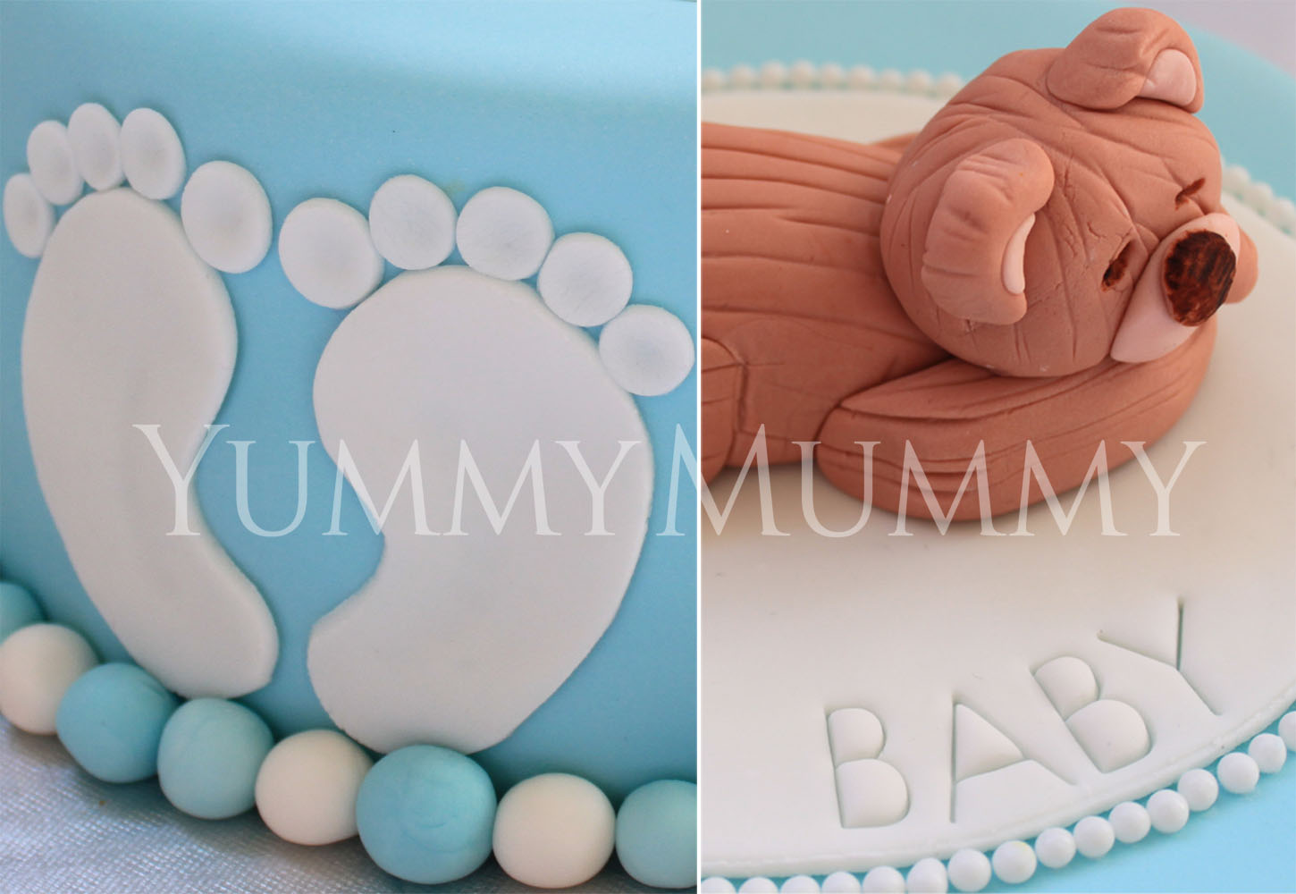 Baby Boy Shower Cake with Footprints