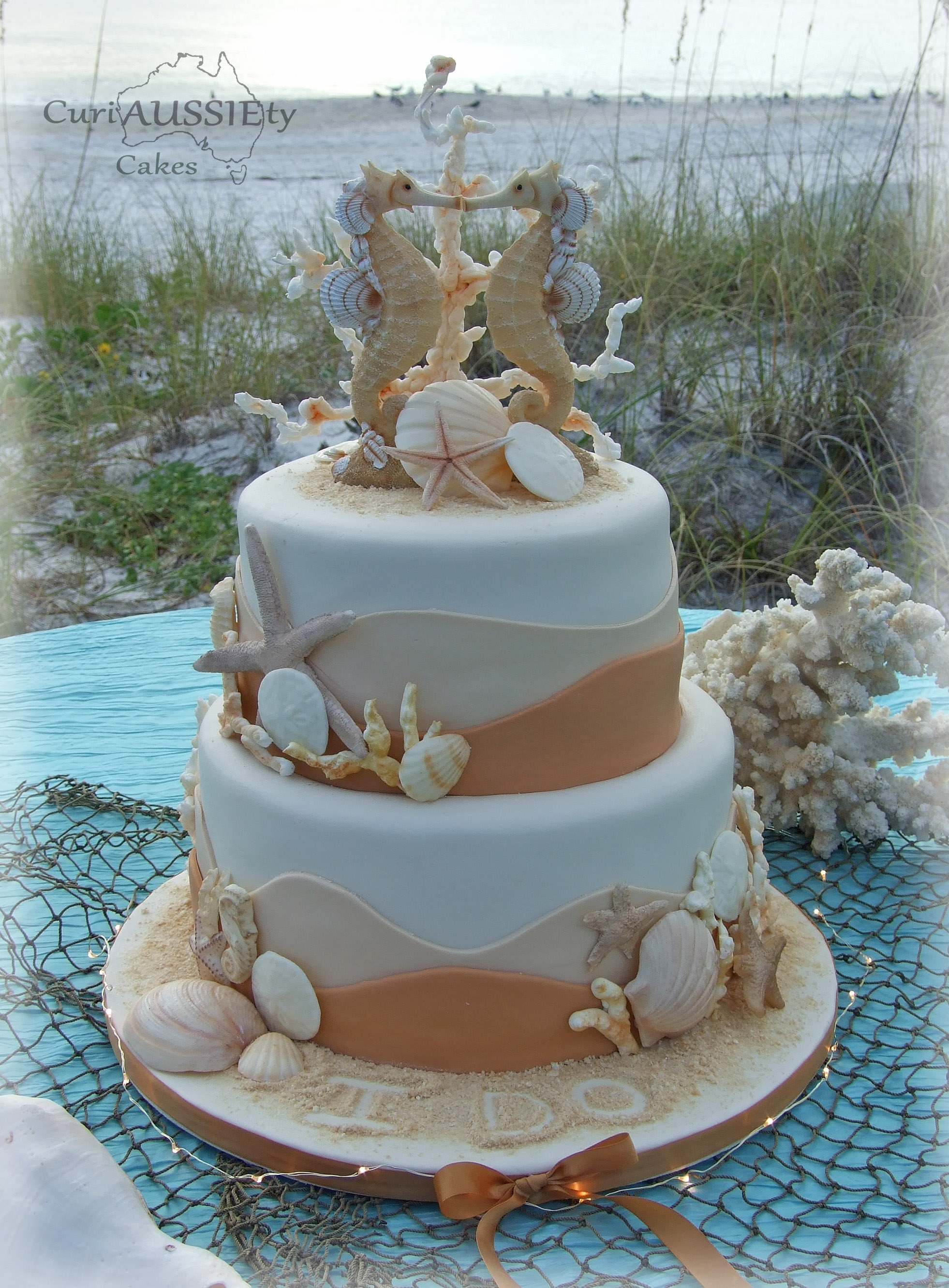 Beach Themed Wedding Cake