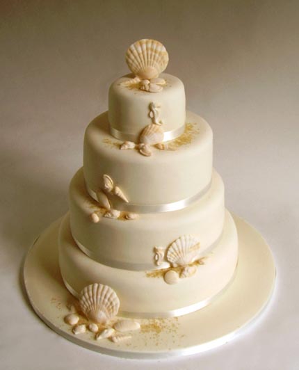 Beach Wedding Cakes with Seashells