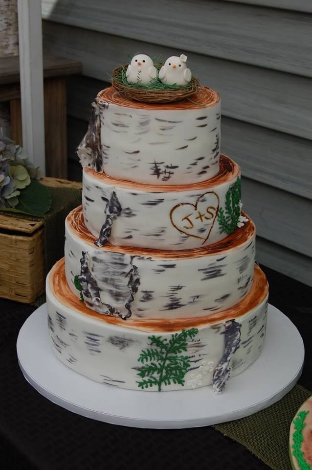 Birch Bark Wedding Cake