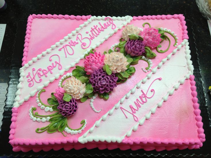 Birthday Sheet Cake with Flowers Birthday Sheet Cake with Flowers