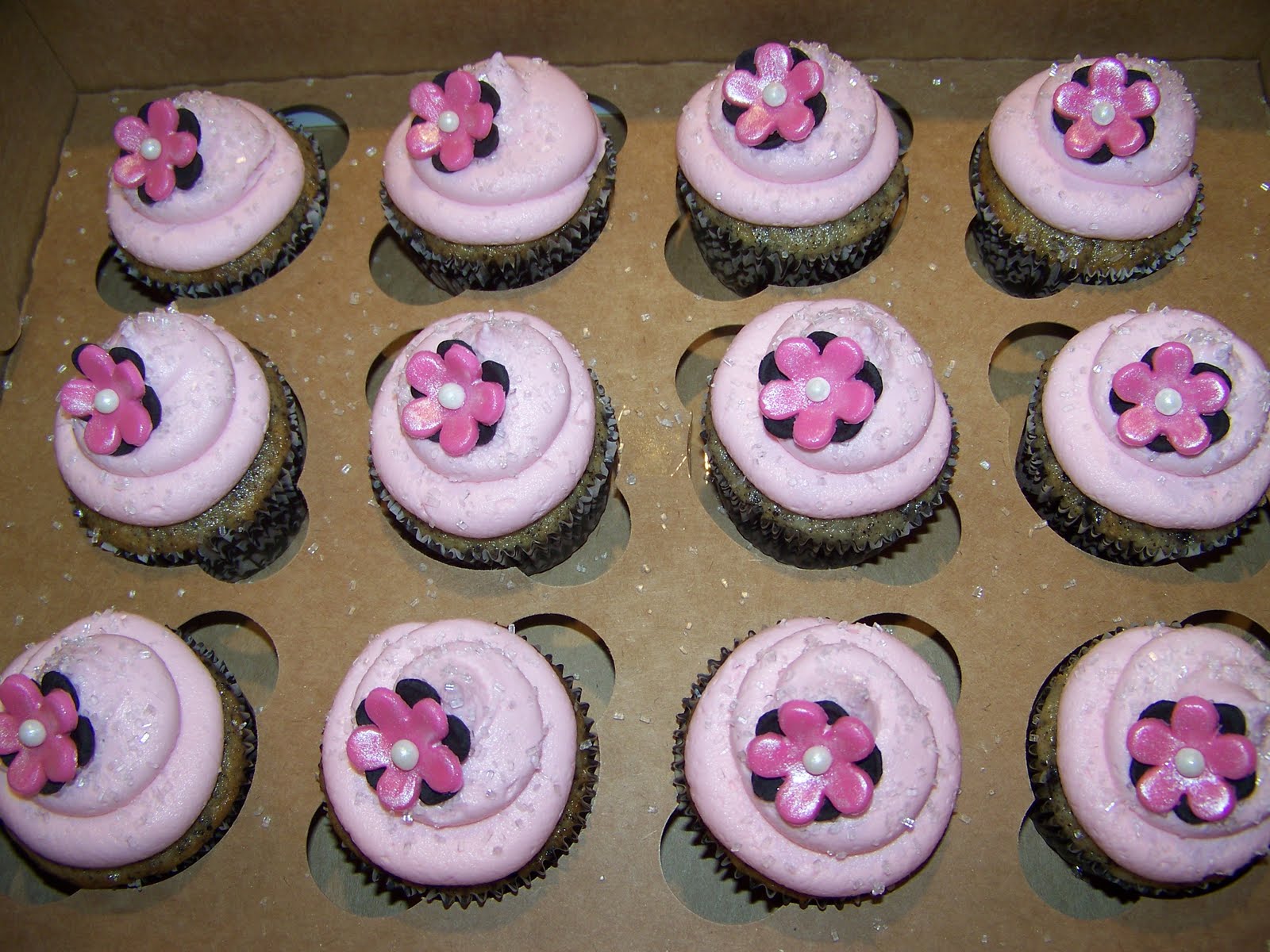 Black and Pink Baby Shower Cake Cupcakes
