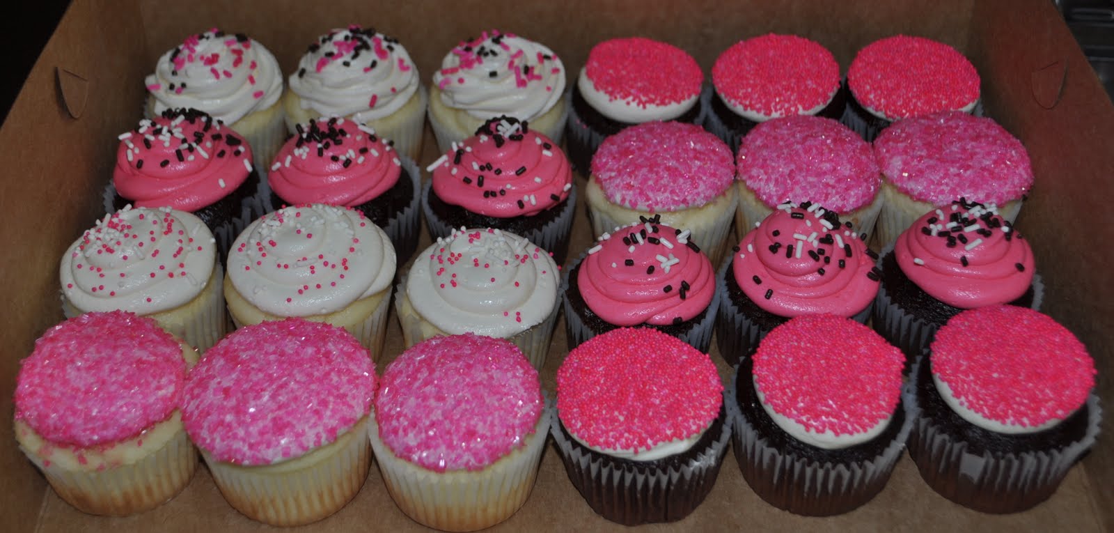 Black White and Pink Baby Shower Cupcakes