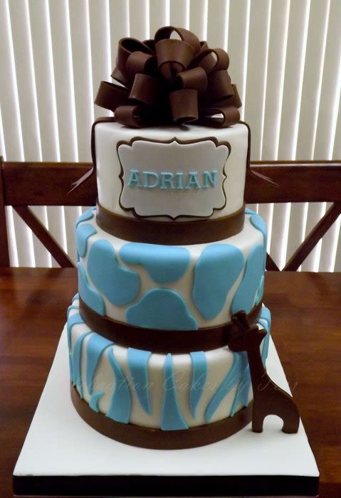 Blue and Brown Baby Shower Cake Blue and Brown Baby Shower Cake
