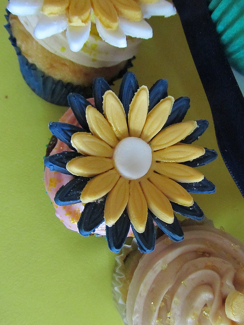 Blue and Yellow Wedding Cupcakes