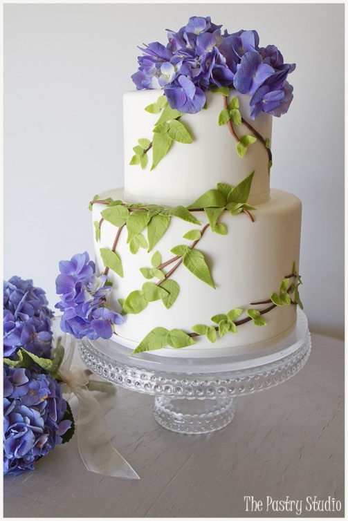 Blue Hydrangea Wedding Cake