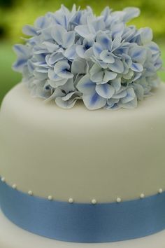 Blue Hydrangea Wedding Cake