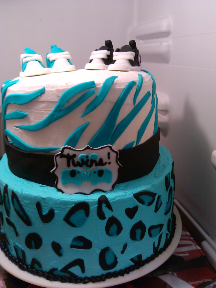 Blue Safari Baby Shower Cake