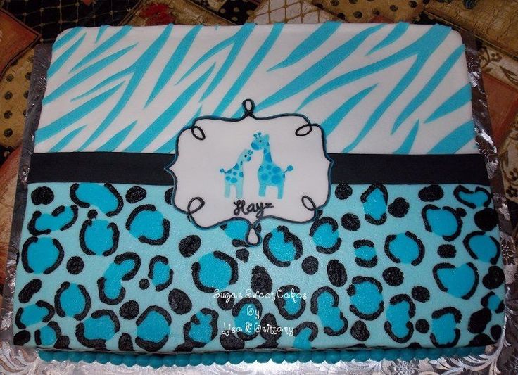 Blue Safari Baby Shower Cake