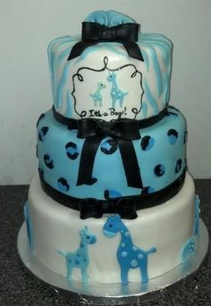 Blue Safari Baby Shower Cake