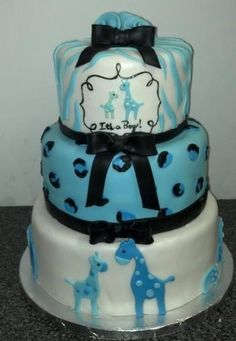 Blue Safari Baby Shower Cake Blue Safari Baby Shower Cake