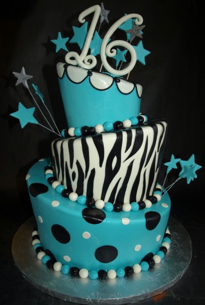 Blue Sweet 16 Birthday Cakes