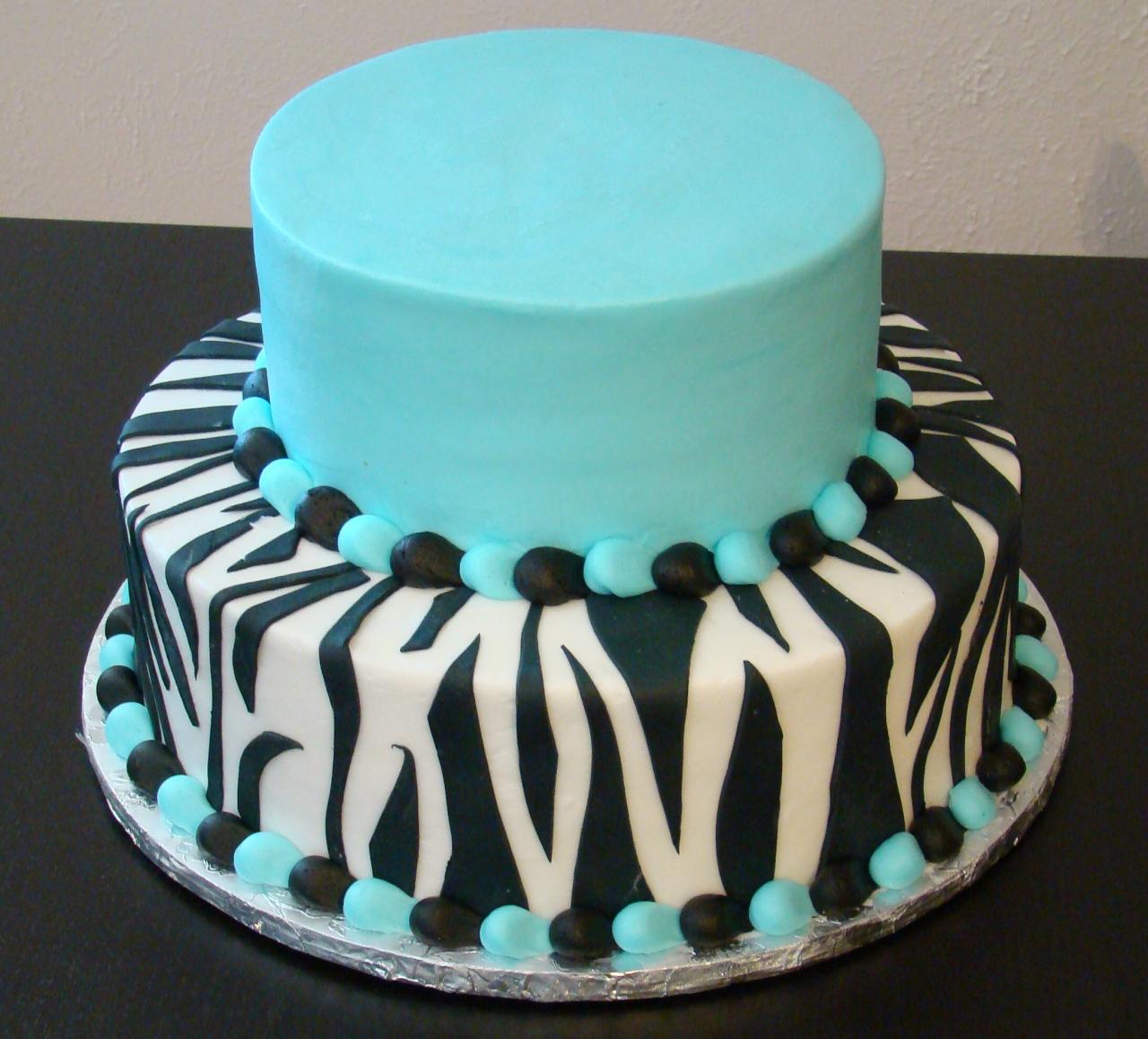 Blue Zebra Birthday Cake