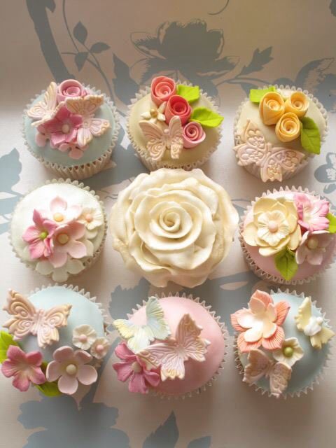 Butterfly and Flower Cupcakes